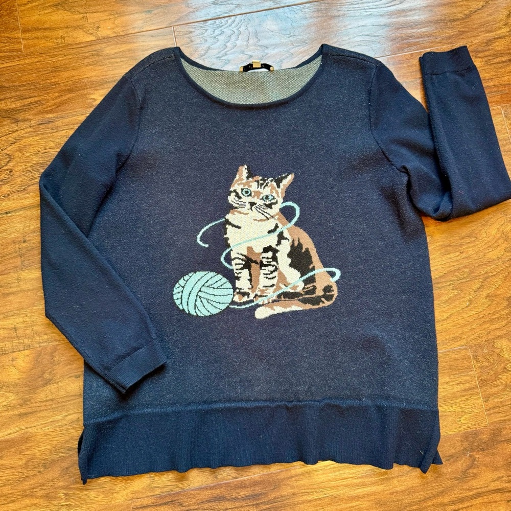 Astrologie Navy Cat Intarsia Sweater - Size L - Picture 2 of 9